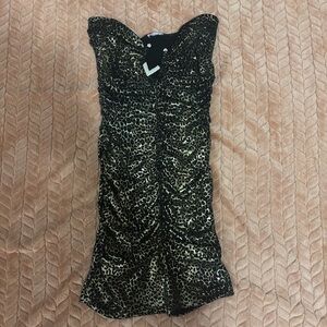 Leopard Print Strapless Dress